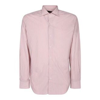 Dell'Oglio Shirt met lange mouwen met een - Heren - Casual Overhemden - Roze - M - Katoen - Overhemden