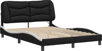 vidaXL Estructura Cama Con Led Cuero Sint&eacute;tico Negro Blanco 120x200 Cm Vidaxl