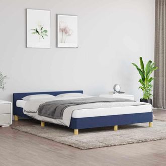 vidaXL Estructura De Cama Con Cabecero Sin Colch&oacute;n Tela Azul 140x200cm Vidaxl