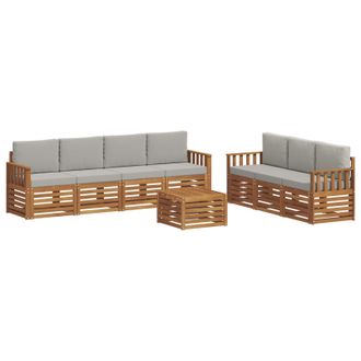 vidaXL Juegos De Sof&aacute;s Con Coj&iacute;n 8 Pcs Gris Natural Y Claro Vidaxl
