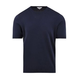 Malo Round-neck Knitwear, male, Blue, Size: 2XL Shaved Short Sleeve Crew Neck Sweater