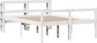 vidaXL Vidaxl - Cama Personas Mayores Y Cabecero Madera Pino Blanco 135x190 Cm