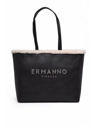 Ermanno Scervino Vanessa Shoulder Bag with Smooth Black Exterior and Contrasting Trim