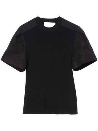 3.1 Phillip Lim T-shirt a coste con inserti - Nero