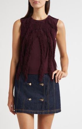 Ulla Johnson Bonnie Fray Sleeveless Top in Mahogany at Nordstrom Rack, Size Petite