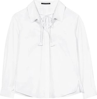 Luisa Cerano Blouse met Strik - Dames - Overhemden - Wit - L - Katoen - Overhemden