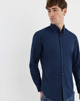 HUGO BOSS Long Sleeve Classic Oxford - Navy