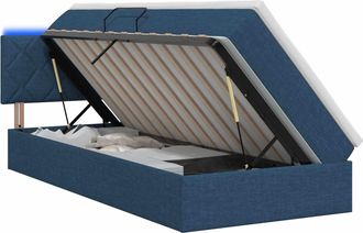 vidaXL Cama De Almacenamiento Led Con Colch&oacute;n Azul 100 X 200 Cm Tela Vidaxl