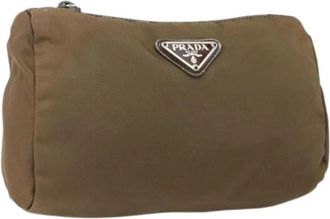 Prada Pre-owned Nylon Pouch - Dames - Vintage Clutch - Bruin - ONE Size - Nylon - Vintage