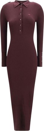 Courr&egrave;ges Maroon Shirt Collar Maxi Dress