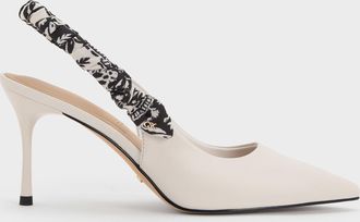 Charles & Keith Tayari Leather Printed-Strap Slingback Pumps