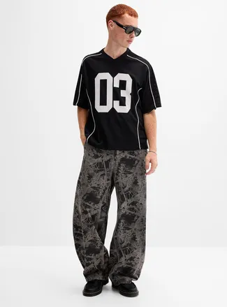 Djab Mens Camouflage pattern wide-leg jean Barrel fit Imported from Seoul