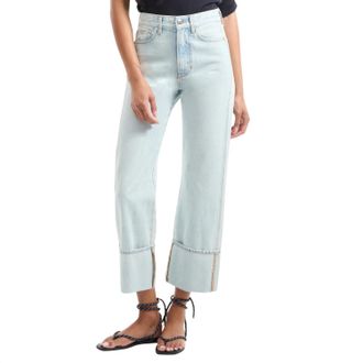 Veronica Beard Dylan Straight Leg Jean In Pale Stone