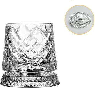 OEM Juego De 2 Vasos Giratorios Para Whisky, Vaso De Cristal Giratorio 360&deg;, Base Pesada, Cristal Premium Sin Plomo, Accesorio De Bar Para Bebidas