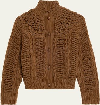 Ralph Lauren Collection Hand-Knit Yoke Cashmere Cardigan