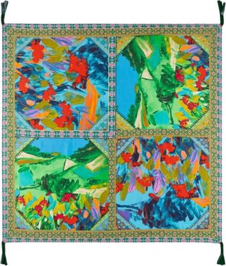 Johnny Was Womens Torenia Silk Scarf In Green
