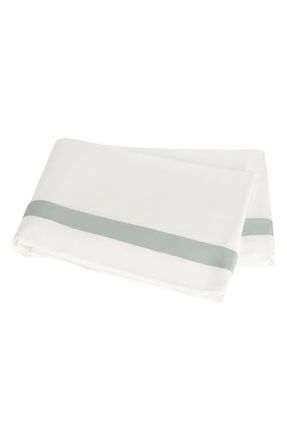 Matouk Ambrose 600 Thread Count Flat Sheet in Bone/Celadon at Nordstrom, Size King