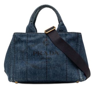 Prada Pre-owned Prada Small Denim Canapa Logo Satchel Ladies A9EZ49V74X1XHZFB