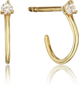 Lily & Roo Gold Diamond Style Lobe Hoop Stud Earrings
