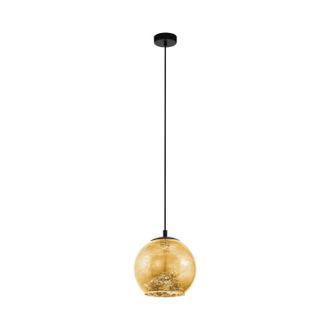 Loops Pendant Ceiling Light Colour Black Shade Gold Color Glass Bulb E27 1x40W