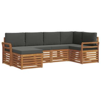 vidaXL Conjunto De Sof&aacute; Seccional Con Coj&iacute;n 6 Pcs Natural Y Antracita Vidaxl