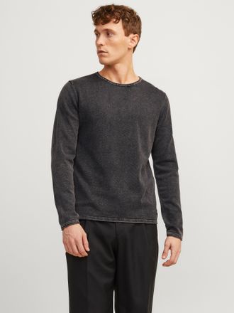 Jack & Jones Rundhalspullover JACK & JONES JJELEO aus pflegeleichter Baumwollqualit&auml;t, Herren, Gr. XXL, grau (anthrazit, grau), Obermaterial: 100% Baumwolle, schma