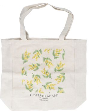 Gisela Graham Fabric Tote Shopping Bag, Yellow Mimosa Flower, 40cm x 38cm