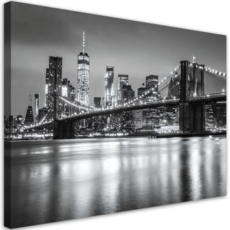 Feeby Impresi&oacute;n De Imagen, Puente De Brooklyn Por La Noche Nueva York Manhattan, 100x70