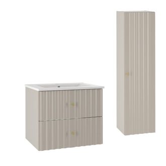 Petits Meubles Set de muebles con lavabo encastrado y columna estratificado 60cm