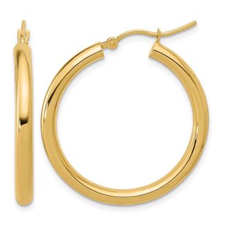 Diamond2Deal 10K Yellow Gold Round Hinged Hoop Earrings