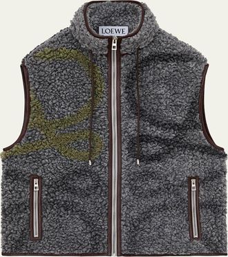 Loewe Mens Monogram Fleece Full-Zip Vest