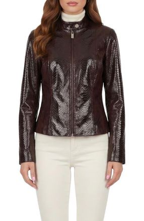 Gorski Genuine Metis Suede Pythn Printed Zip Jacket in Burgundy at Nordstrom, Size X-Small