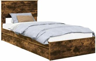 vidaXL Storage Bed with Drawer Smoked Oak 90 x 190 cm Engineered Wood vidaXL