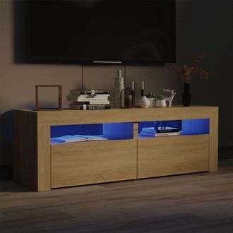 Berkfield Home TV Cabinet with LED Lights Sonoma Oak 120x35x40 cm in Brown | Size: 120 x 35 x 40 cm