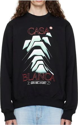 Casablanca Frosty Mountain Sweatshirt - Heren - Sweatshirts - Zwart - M - Katoen - Hoodies & sweatvesten