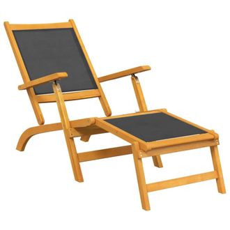Berkfield Home Outdoor Deck Chairs 2 pcs Solid Wood Acacia & Textilene in Brown