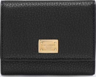 Dolce & Gabbana Portafoglio tri-fold in pelle di vitello martellata con logo