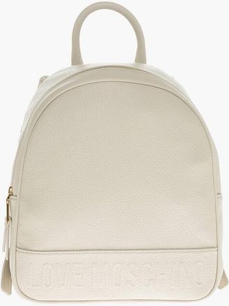 Moschino LOVE Textured Faux Leather Backpack with Embossed Logo size Unica