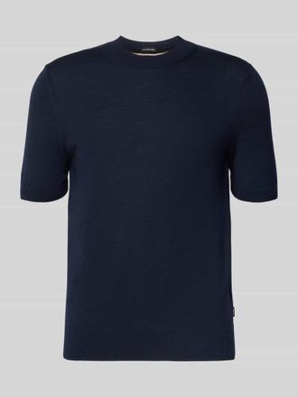 HUGO BOSS Regular Fit Strick-Shirt aus reiner Schurwolle Modell H-UMAURO in Marine, Gr&ouml;&szlig;e XL