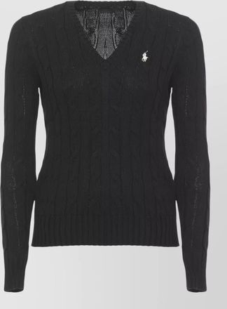 Ralph Lauren v neck cotton braided knit sweater