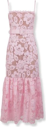 Self Portrait Crochet Lace Midi Jurk - Dames - Casual kleedjes - Roze - M - Kleedjes