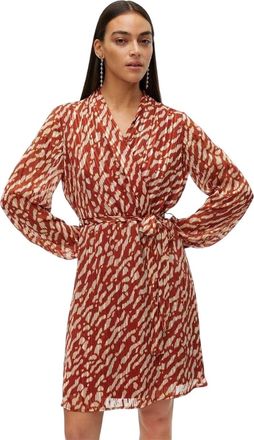 Vero Moda Rie-wikkeljurk met V-hals voor dames (Baksteen)