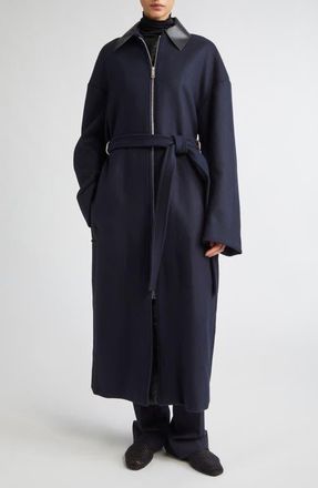 Sportmax Gene Wool Belted Coat in Midnight Blue at Nordstrom, Size 10