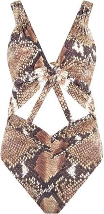 Roberto Cavalli Python Print One-Piece Swimsuit - Dames - Badpakken - Bruin - L - Badmode