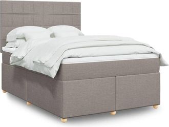 vidaXL Vidaxl - Cama Box Spring Con Colch&oacute;n Tela Gris Taupe 140x190 Cm