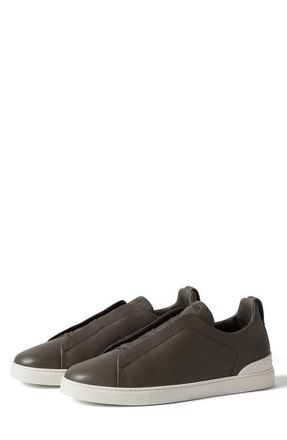 Ermenegildo Zegna Triple Stitch SECONDSKIN Sneaker in Dark Taupe at Nordstrom, Size 9.5Us