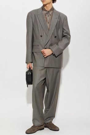 Giorgio Armani Wool Pinstripe Suit, Mens, Grey