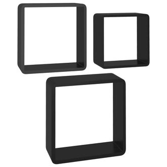 Berkfield Home Wall Cube Shelves 3 pcs Black MDF