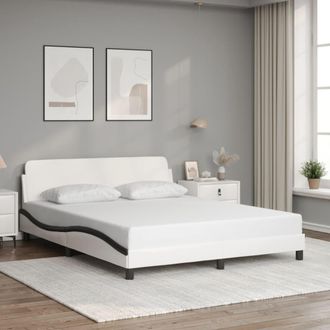 vidaXL Vidaxl - Cama Sin Colch&oacute;n Cuero Sint&eacute;tico Blanco Negro 160x200 Cm