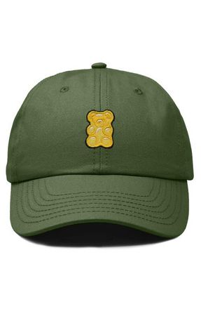 Dalix Yellow Gummy Embroidered Dad Cap in Olive at Nordstrom